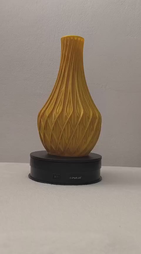 Gold 3D Printed Vase | Twisted Geometric Sculpture
